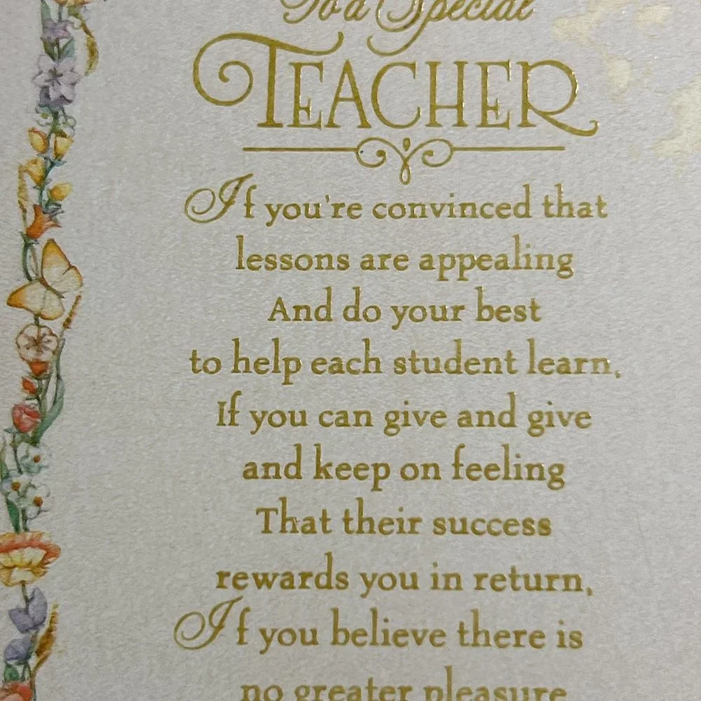 Vintage 1980 Hallmark Wall Plaque To A Special Teacher Yellow Floral Wood Gift